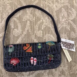 NWT Summer Beach Vacation Theme Embroidered Beaded Shoulder Bag Made in India